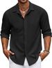 Men's Shirt, Pure Color Patchwork Cardigan, Long-sleeved Fashionable Lapel Shirt For Men_viptrois.com