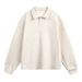 Vintage-Inspired Textured Polo Collar Sweatshirt For Men - Relaxed Fit Button-Up Pullover With Retro Style_viptrois.com