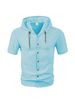 Men's Solid-color Cotton And Linen Cardigan, Trendy And Versatile, Loose And Lightweight, Casual Short-sleeved Men's Shirt, Hooded Jacket_viptrois.com