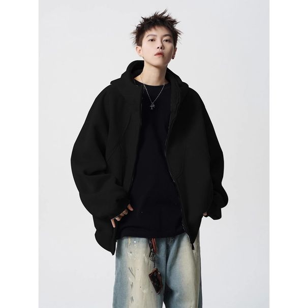 Men's Clothing Irregular Stitching Seam Jacket For Men In Winter American Style Plus Velvet Hoodie Trendy Brand All Match Casual Sweater_viptrois.com
