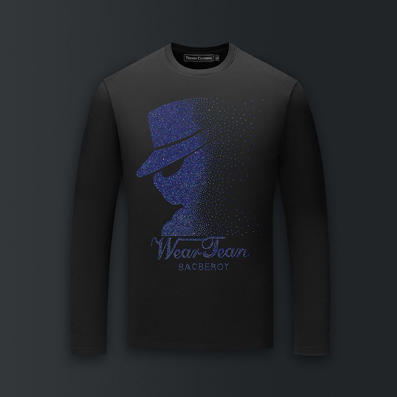 Men's Clothing T Shirt Long Sleeved Hot Diamond Hat New Autumn Inner Bottoming Shirt Trendy Handsome Style_viptrois.com
