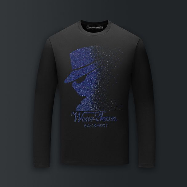 Men's Clothing T Shirt Long Sleeved Hot Diamond Hat New Autumn Inner Bottoming Shirt Trendy Handsome Style_viptrois.com