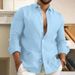 Men's Clothing Men's Cotton And Linen Shirts Men's Youth Casual Solid Color Lapel Long Sleeved Shirt Jacket_viptrois.com