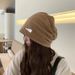 Metal Label Large Head Circumference Slouchy Beanie Women 2025 New Korean Lazy Style Cold Autumn Turban Hat For Men_viptrois.com