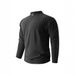 Men's Solid Color Casual Double-Sided Velvet Round Neck Zip-Up Long Sleeve T-Shirt Warm Layering Base_viptrois.com