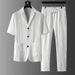 Men's Clothing High End Short Sleeved Casual Suits New Summer Models Slim Fit Light Luxury Korean Style Suits Two Piece Suits Handsome Men_viptrois.com
