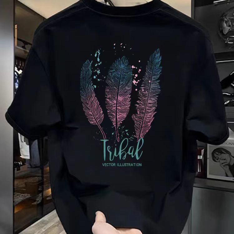 Trend Letter Casual Short Top Ins Printed Men's And Women's Summer Round Neck Pure Cotton Trendy Brand American Simple T-shirt_viptrois.com