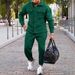 Men's Clothing Men's Fleece Button-Up Jacket & Pants Set - Winter Casual Two-Piece Outfit With Multiple Pockets, Streetwear, Solid Colors_viptrois.com