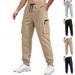 Men's Clothing Men's Plus Size Heavyweight Terry Cloth Trousers Autumn Winter Casual Workwear Sportswear Trendy Drawstring Multi Pocket_viptrois.com