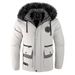 Men's Korean Style Winter Coat With Faux Fur Hood – Fleece-Lined, Slim Fit, Zip-Up Casual Jacket For Urban Fashion_viptrois.com