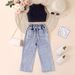 Baby Clothing Children's dress Girls' summer pit strip solid color sleeveless strapless jumper ripped denim trousers two-piece set_viptrois.com
