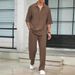 Men's Clothing New Commuter Suits Casual Shirt Solid Color Short Sleeved Trousers Men's Two Piece Casual Suit_viptrois.com