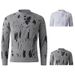 Men's Ink Splash Print Sweater – Casual Round Neck Knit Pullover (Off-White/Grey, Sizes L-3XL)_viptrois.com