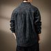 Men's Clothing Retro Jacquard Denim Shirt Loose Large Size Striped Washed Jacket Coat_viptrois.com