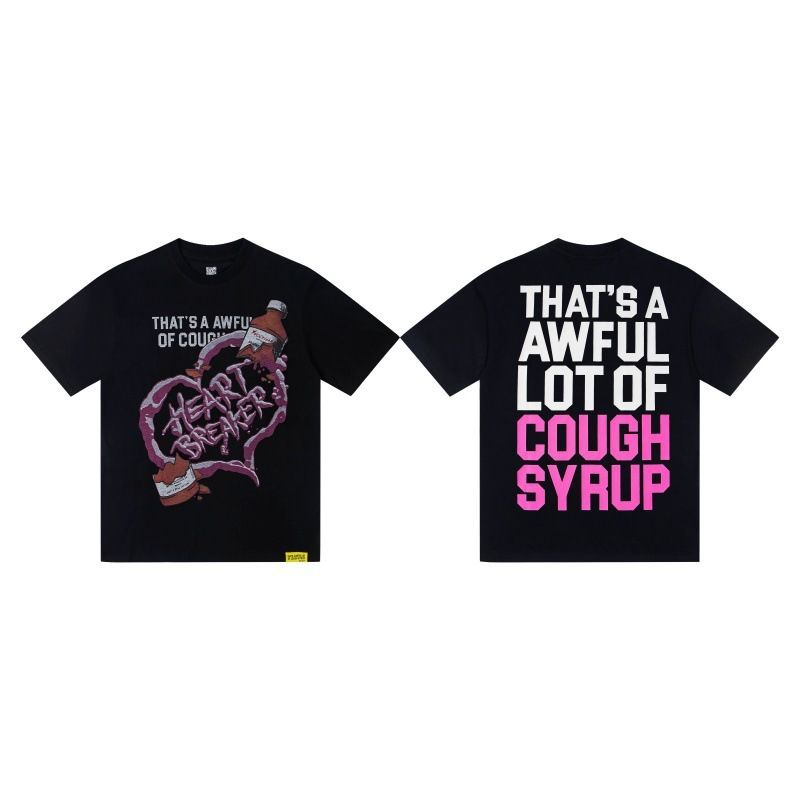 Graphic Letter Print Short Sleeve T Shirt Men Loose Crew Neck Casual Tee Hip Hop Streetwear Black Cotton Top Front Back Double Sided Printed T-shirt_viptrois.com