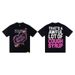 Graphic Letter Print Short Sleeve T Shirt Men Loose Crew Neck Casual Tee Hip Hop Streetwear Black Cotton Top Front Back Double Sided Printed T-shirt_viptrois.com