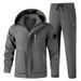Men's Winter Fleece-Lined Waterproof Work Jacket & Pants Set - Windproof Thermal Insulated Outdoor Workwear For Cold Weather_viptrois.com