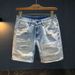 Men's Clothing Fashion Hole Denim Shorts Shorts Thin Style Trendy Fashion Heavy Washed Shorts_viptrois.com