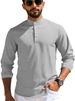 Men's Clothing Hot Sale Spring And Autumn Men's Polo Shirt Long Sleeve Casual Breathable Waffle Long Sleeve Henry Placket Shirt_viptrois.com