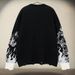 Andre Skull Jacquard Sweater – Oversized Unisex Crewneck Knit, Trendy Couple’s Pullover, 100% Polyester, Gothic Streetwear For Men & Women_viptrois.com