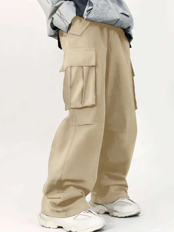 Men's Clothing New Three Dimensional Pocket Overalls Trendy Functional Lace Up Loose Casual Pants For Men Loose Hot Selling_viptrois.com