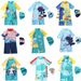 Children's Swimsuit Boy One Piece Dinosaur Hooded Swimsuit Long Sleeved Beach Sunscreen Baby Hot Spring Swimsuit_viptrois.com