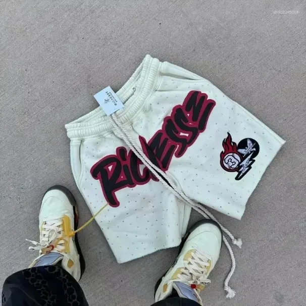 Men's Shorts Harajuku Rhinestone Letter Printed Sweatpants Fashion Quick Drying And Downhill Casual Motorcycle_viptrois.com