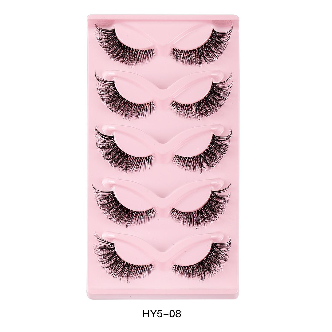 Beauty Health 5 Pairs Of Oblique Flying Fox False Eyelashes Natural Thick Curling Eyelashes Simulated Cat Eye Eyelashes_viptrois.com