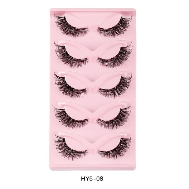 Beauty Health 5 Pairs Of Oblique Flying Fox False Eyelashes Natural Thick Curling Eyelashes Simulated Cat Eye Eyelashes_viptrois.com