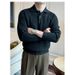 Pure 2024 Autumn Winter Casual Long Sleeve Turn-Down Collar Sweater Men's British Retro Jacquard Mature Slim Fit Knitwear Men_viptrois.com