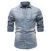 2025 Spring New Product European Casual Solid Color Men's Long Sleeve Denim Shirt Men_viptrois.com