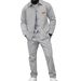 Men's Waffle Knit Long Sleeve Shirt & Pants Casual Suit Set - Slim Fit Autumn Outfit With Button-Down Collar & Pockets_viptrois.com