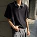 Men's Summer Shirt Short Sleeves Old Money Style Textured Wheat Ear Pattern Retro Knitted Top Breathable Polyester_viptrois.com