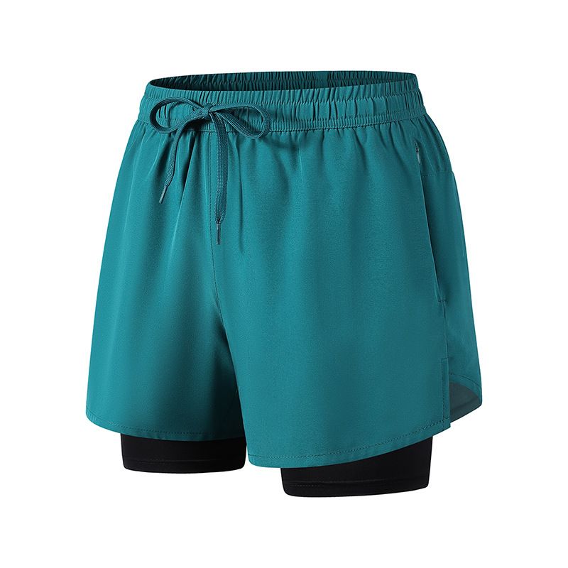 Men's Ice Silk Sports Shorts New Summer Style Double Layered Faux Two-Piece Three Quarter Length Casual Pants For Training Running Fitness_viptrois.com