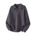 Retro Collar Knit Sweater – Oversized Pullover For Men (M-3XL, Polyester Blend, Minimalist Solid Colors)_viptrois.com