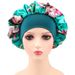 Hijab & Turban New Printed Satin Sleeping Cap Elastic Wide Brim Women's Hair Care Cap Round Hat Bonnet Witch Hat_viptrois.com