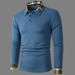 Men's Long Sleeve Polo Shirt – Classic Collar, Breathable Polyester, Slim Fit For Casual & Smart Wear (White/Royal Blue/Dark Brown, S-2XL)_viptrois.com