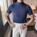 Men's Clothing Spring And Summer Short Sleeved T Shirt Men's Elastic Half High Collar Knitted Bottoming Shirt Youth Half Sleeved Casual T Shirt_viptrois.com