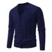 "Modern V-Neck Knit Cardigan For Men – Lightweight Stretch Polyester With Jacquard Detailing (Black, Gray, Navy, Cream, Royal Blue, )"_viptrois.com