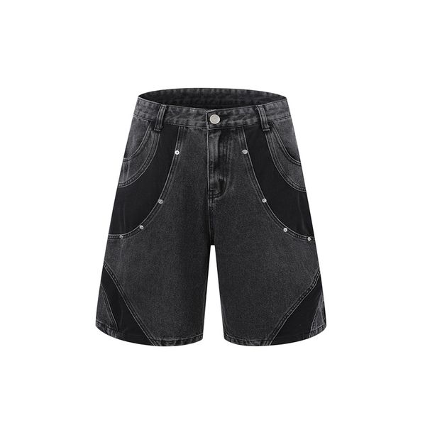 Men's Clothing Retro Personality Washed Short Sleeved Jeans Suit Fashionable Design Loose Casual Trendy Denim Suit_viptrois.com