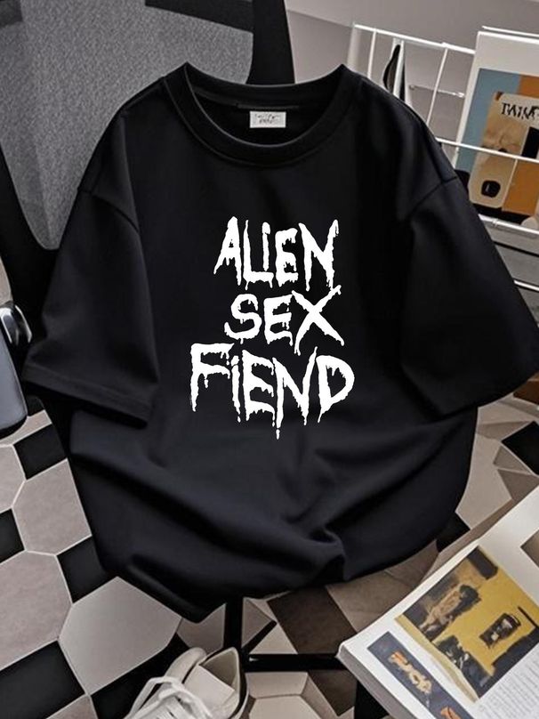 alien Sex Fiend Logo T Shirt Homme Fashion Versatile Stretched Stylish Casual Designer Clothes Breathable Streetwear Top For Everyday Wear Summer_viptrois.com
