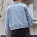 Men's Denim Jacket With Floral Print, Loose Fit Casual Long Sleeve Shirt Coat For Spring & Autumn, Youth Trendy Open Front Coat_viptrois.com