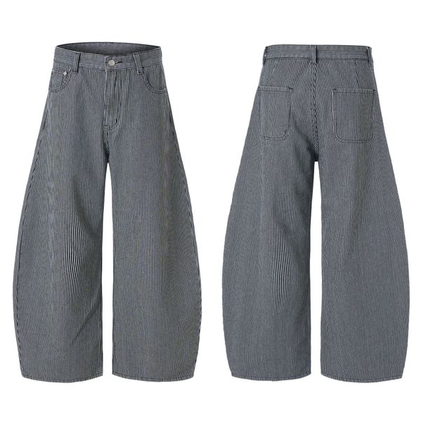 Men's Clothing & Archer0603 & American High Street Retro Trendy Brand Vertical Striped Curved Blade Loose Wide Leg Banana Pants_viptrois.com