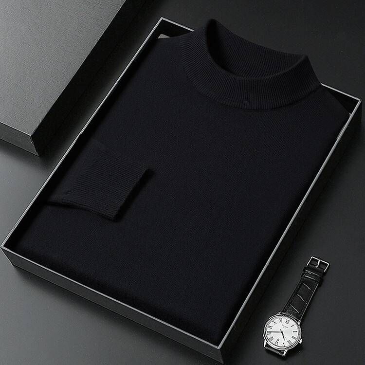 Men's Clothing Live Broadcast Half Turtleneck Long Sleeved Knitted Sweater Men's Autumn And Winter New Solid Color Warm Bottoming Shirt Men_viptrois.com