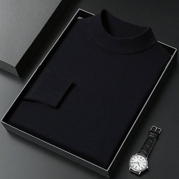 Men's Clothing Live Broadcast Half Turtleneck Long Sleeved Knitted Sweater Men's Autumn And Winter New Solid Color Warm Bottoming Shirt Men_viptrois.com