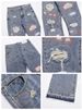 Hip Hop Patch Ripped Jeans Men's High Street Trend Embroidery Wide Straight Leg Loose Flared Pants Men_viptrois.com