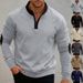 Men's Casual Half-Zip Fleece Pullover Sweatshirt With Stand Collar, Loose Fit, Color Block Design, Long Sleeve Winter Hoodie For Autumn & Winter_viptrois.com