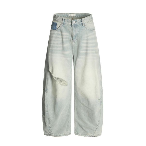 Heavy-duty Washed Oversized Men's Loose Wide-leg Trousers Street Fashion Punk Beggar Ripped Vintage Scythe Pants_viptrois.com
