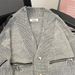 Men's Clothing Deconstructed Heavyweight Zip-Up Sweater – Unisex Oversized V-Neck Knit Cardigan For Clean Aesthetic & Streetwear_viptrois.com