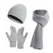 Scarf three-piece warm suit Autumn and winter thickened solid color knitted wool hat gloves multi-piece set_viptrois.com